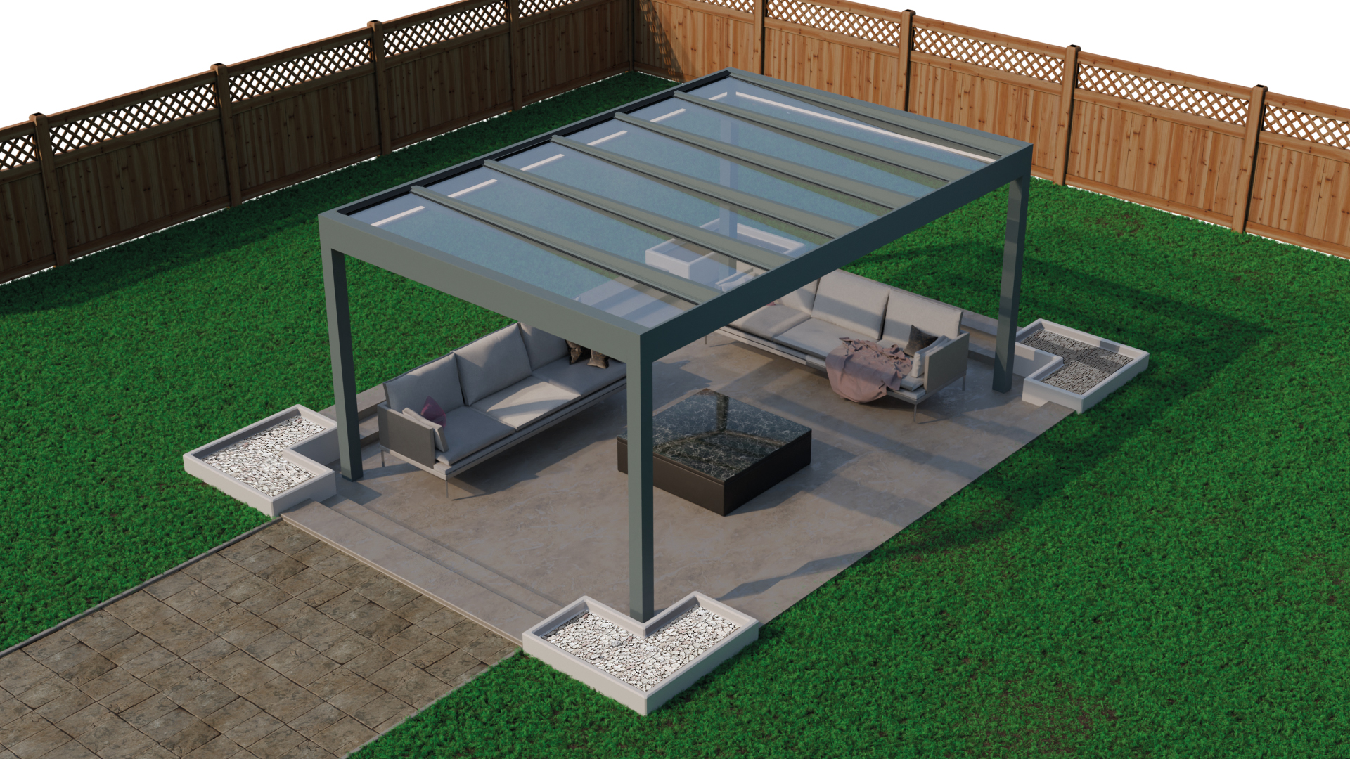 Lifestyle Pergola – Flat Glass Roof
