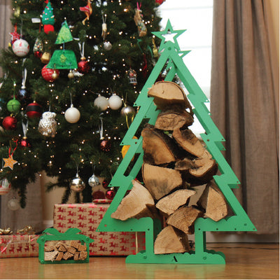 Christmas Tree log holder and kindling present